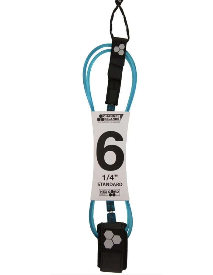 CHANNEL ISLAND HEX CORD 6' STANDARD LEASH FLO BLUE