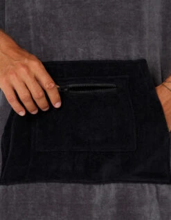 OCEAN & EARTH BREAK PONCHO CHARCOAL -Surfcorner Store ocean earth poncho in spugna charcoal 3