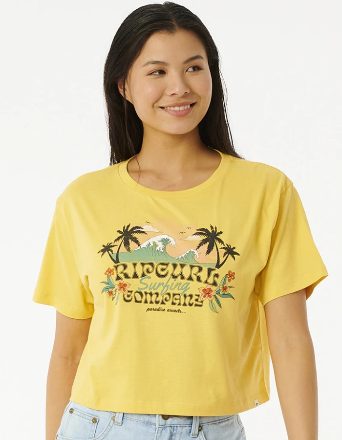 RIP CURL BRAZIALIAN SOUL CROP TEE LIGHT YELLOW 4 RIP CURL BRAZIALIAN SOUL CROP TEE LIGHT YELLOW - Image 2