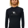 RIP CURL CORPS LONG SLEEVE UV TEE BLACK -Surfcorner Store rip curl corps lycra maninche lunghe black