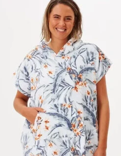 RIP CURL DIAMOND BAY HOODED TOWEL LIGHT BLUE -Surfcorner Store rip curl diamond bay poncho donna light blue 2