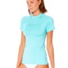 RIP CURL GOLDEN RAYS SHORT SLEEVE UV TEE LIGHT AQUA -Surfcorner Store rip curl lycra golden rays light aqua 1