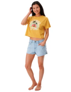 RIP CURL SUNNY PARADISE SHORT SLEEVE CROP TEE -Surfcorner Store rip curl sunny paradise crop t shirt donna 2