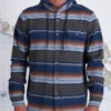 SALTY CREW MAINLAND FLANNEL DARK SLATE -Surfcorner Store salty crew mainland flannel camicia in flanella con cappuccio 2