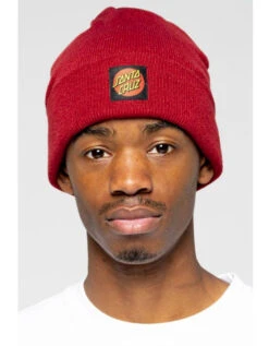 SANTA CRUZ CLASSIC LABEL DOT BEANIE KETCHUP -Surfcorner Store santa cruz classic label dot beanie ketchup 1
