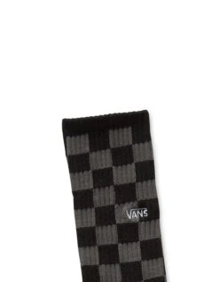 VANS CHECKERBOARD CREW SOCKS BLACK CHARCOAL -Surfcorner Store vans calzettoni checkerboard black charcoal 1