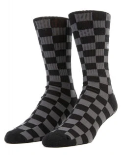 VANS CHECKERBOARD CREW SOCKS BLACK CHARCOAL -Surfcorner Store vans calzettoni checkerboard black charcoal 2