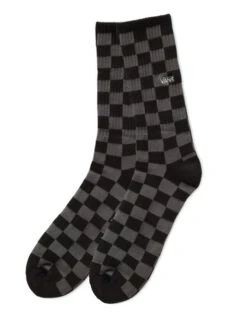 VANS CHECKERBOARD CREW SOCKS BLACK CHARCOAL