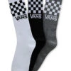 VANS CLASSIC CHECK CREW SOCKS (3 PAIRS) -Surfcorner Store vans calzettoni classic check 3 paia black white grey