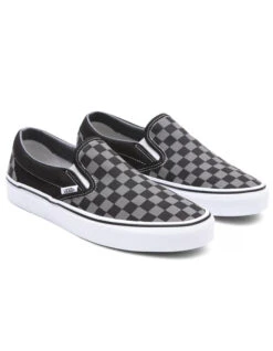 VANS CHECKERBOARD CLASSIC SLIP-ON SHOES BLACK PEWTER -Surfcorner Store vans scarpe classic slip on black pewter checkerboard