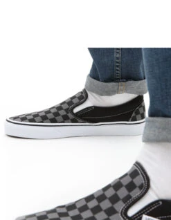 VANS CHECKERBOARD CLASSIC SLIP-ON SHOES BLACK PEWTER -Surfcorner Store vans scarpe classic slip on black pewter checkerboard 2