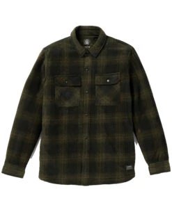 VOLCOM BOWERED FLEECE LONG SLEEVE SHIRT BISON -Surfcorner Store volcom bowered camicia in pile bison 2