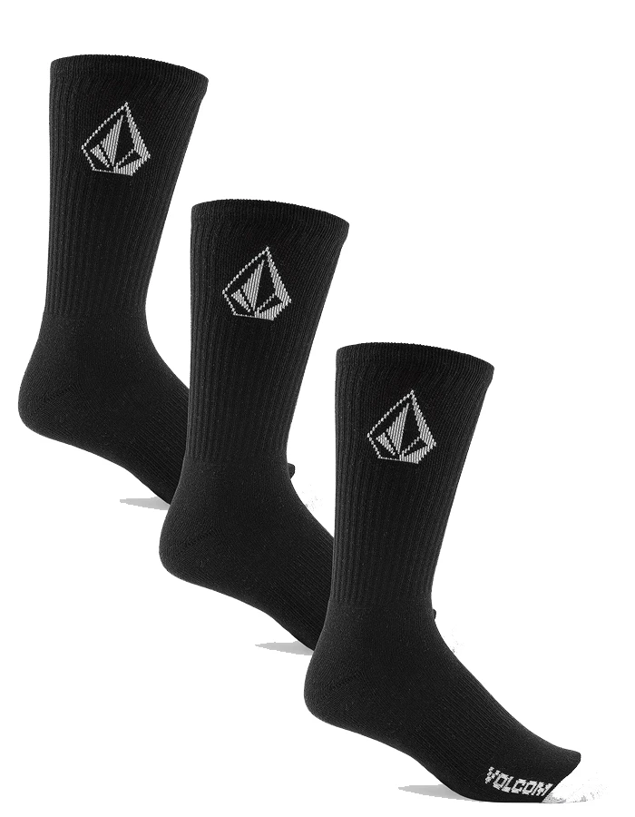 VOLCOM FULL STONE SOCKS BLACK 3 PACK 3 VOLCOM FULL STONE SOCKS BLACK 3 PACK