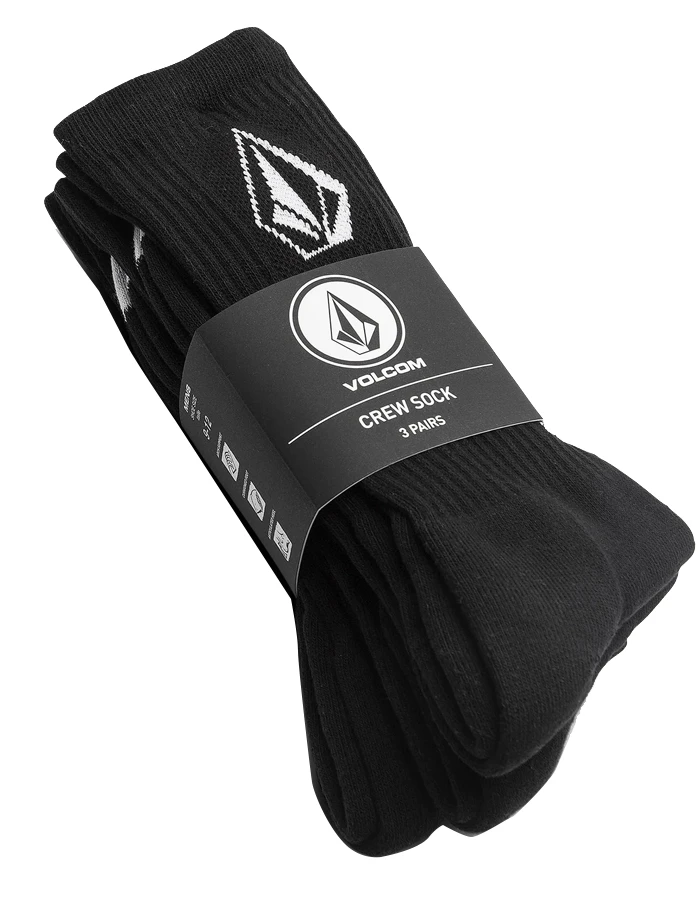 VOLCOM FULL STONE SOCKS BLACK 3 PACK 4 VOLCOM FULL STONE SOCKS BLACK 3 PACK - Image 2
